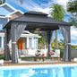 Aluminum Framed Hardtop Gazebo with Double Galvanized Steel Roof, Curtains, and Netting