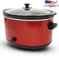 8.5Qt Stainless Steel Slow Cooker with Oval Stoneware Pot Tempered Glass Lid