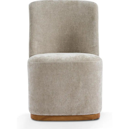 Chenille Upholstered Dining Chairs Set o 2, Sturdy Wooden Dining Chair with Pedestal Base,  Chair with Solid Ba