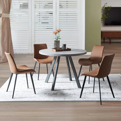 Dining Chairs Set of 4, Modern Kitchen & Dining Room Chairs, Upholstered Faux Leather Cushion Seat and Sturdy Metal Legs (4 Brow