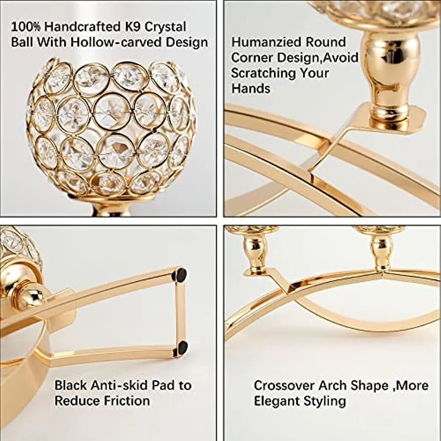 Gold Candle Holders for Table Centerpieces,Tealight Candlestick, Candelabra Stand, 3 Arms for dining room