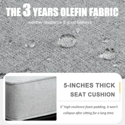 RPD4-QLayinSun Aluminum Furniture with Fire Pit Table. 5 Pieces Patio Sectional Conversation Chat Sofa Modern Seating Set