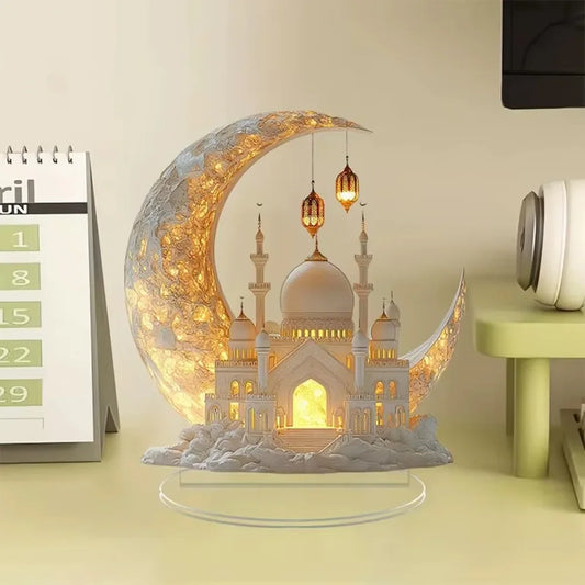 Ramadan Festival 2D Acrylic Moon Craft Ornaments 2025 New Eid Al-fitr Mubarak Decoration Islamic Muslim Home Party Table Gift
