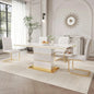 Modern 5-Piece Dining Set with 63" White Gloss Table and 4 PU Leather Chairs for Kitchen and Dining Room