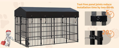 Heavy Duty Large Dog Kennel Pet Welded Metal Playpen Animal Cage with Roof Cover Pet Run Enclosure Playpen House Outdoor Indoor