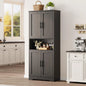 70 Inch Tall Kitchen Pantry Cabinet, Freestanding Storage Cabinet with 4 Doors and Adjustable Shelves, Utility Hutch Cupboard fo