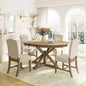 retro 4-person extendable dining table set, 5-piece dinette set with upholstered chairs and cross base, kitchen dining room bar
