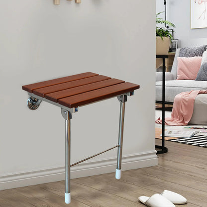 14.9"x12.2" Folding Shower Seat - Wall Mounted Solid Wood Fold Down Spa Bench
