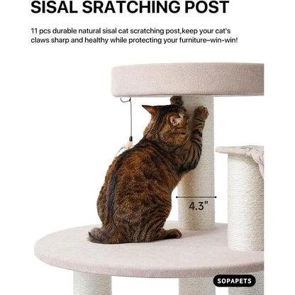 XXL Sturdy Luxury Cat Tree Tower for Large Indoor Cats, 65 Tall with Hammock, Scratching Post, and Condo
