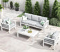 RPD4-QLayinSun Aluminum Furniture with Fire Pit Table. 5 Pieces Patio Sectional Conversation Chat Sofa Modern Seating Set