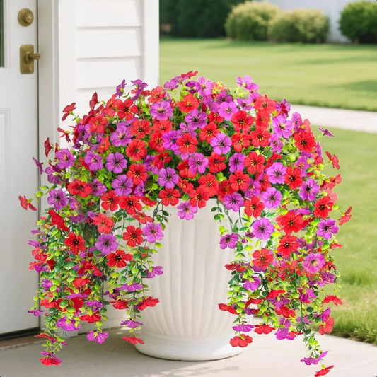 2PCS Artificial Hanging Flowers 90 Violet and Eucalyptus Vines Fake Hanging Plants