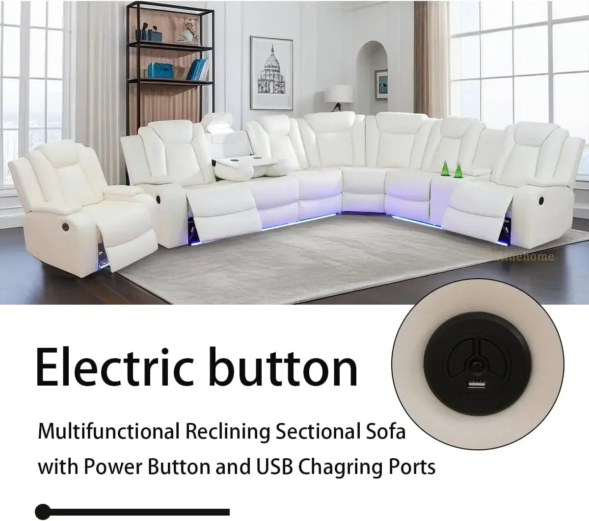 Hot salesLiving Room Furniture Reclining Sectional Sofa, Living Room Power Recliner Adjustable Sofa, Loveseat Chair with Storage