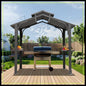 8x5FT Hardtop Grill Gazebo with Double Steel Roof, Side Shelves & Ceiling Hooks for Outdoor BBQ Patio Garden Backyard