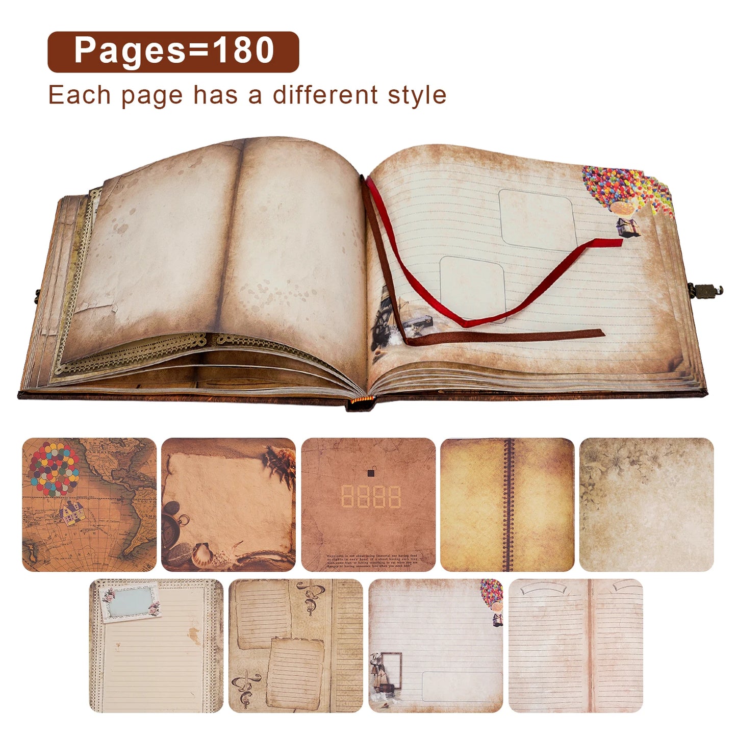 180 Page DIY Travel Photo Album Our Adventure Book Leather Retro Creative Anniversary Photo Album Wedding Guest Book Memory Gift
