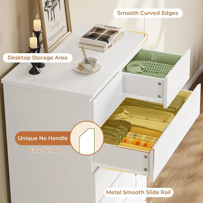 White Tall Chests of Drawers for Bedroom with 8 Drawers, 59.6" Tall