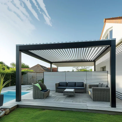Modern Outdoor Waterproof Aluminum Louvered Sunroof Pergola Sun Shade Frame Electric Pergola Louvered Roof Aluminium Canopy