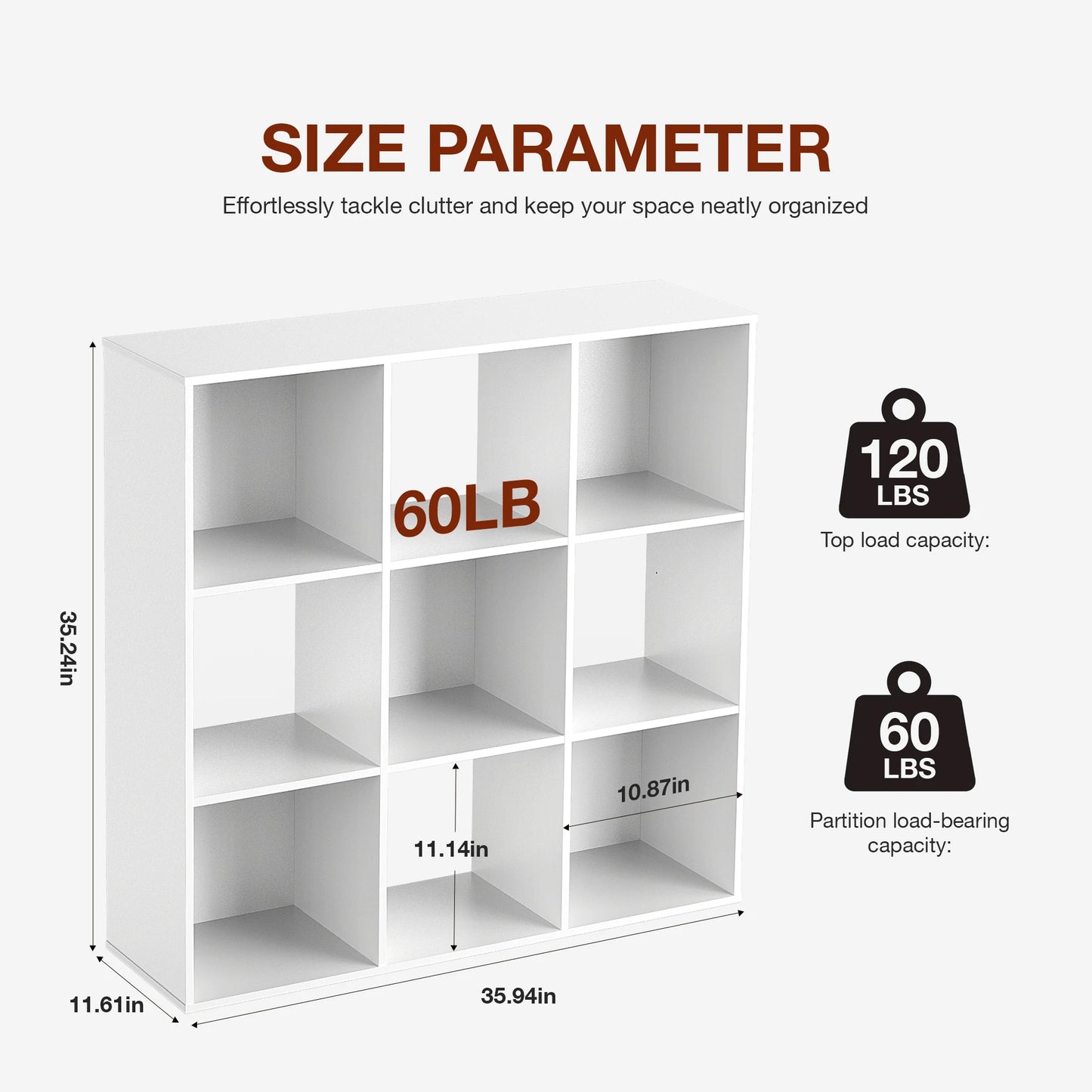 9 Cube Storage Organizer Wooden Shelf Bookcase Open Bookshelf for Living Room and Home Office Display