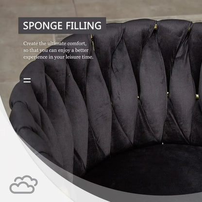 Black Velvet Dining Chairs Set of 4, Upholstered Dining Chairs with Golden Metal Legs