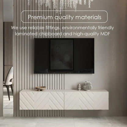 Floating TV Stand Wall Mounted for Living Room and Bedroom, Media, Entertainment Center with Storage and Drawers Fits TV 50 55