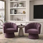 Swivel Accent Chair Set of 2, Upholstered Velvet 360° Swivel Barrel Chair for Living Room