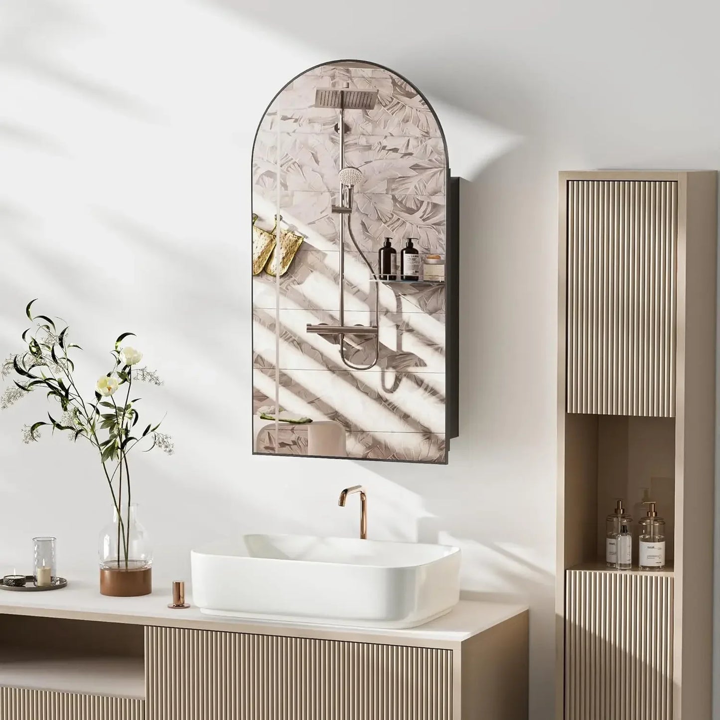 Bathroom Medicine Cabinet with Mirror Wall Mounted Vanity Mirror with Adjustable Shelves Metal Storage Cabinet for Bathroom