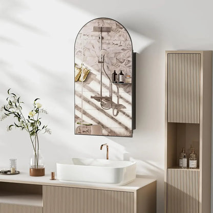 Bathroom Medicine Cabinet with Mirror Wall Mounted Vanity Mirror with Adjustable Shelves Metal Storage Cabinet for Bathroom