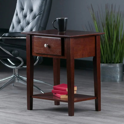Wood Shaker Accent Table, Antique Walnut