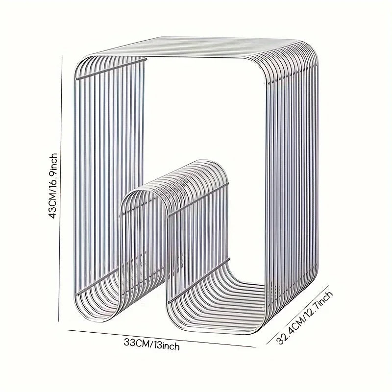 Modern Scandinavian Metal  Table Living Room Furniture Sleek  Side Table Minimalist Storage for Magazines and Books
