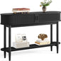 Fluted Console Table with Storage, Entryway Table Wood Entrance Tables for Front Door, Behind Couch Sofa Table with Shelves