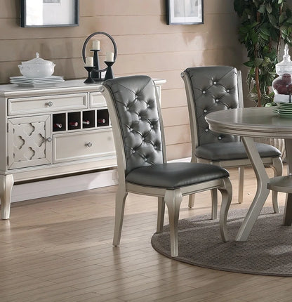 Formal Traditional Dining Table Round Table  5pc Dining Table w Shelf 4x Side Chairs Tufted Back Dining Room Furniture