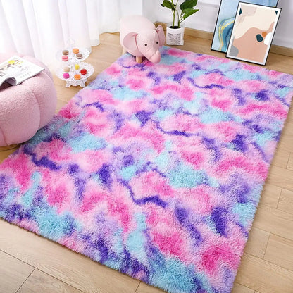 Lochas Super Soft Plush Tie Dye Velvet Rugs for Home Decor
