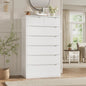 51" Tall 7 Drawers Dresser, Modern White Dresser, Wood Dressers & Chests of Drawers with Cut-Out Handles, Upright Drawer Chest