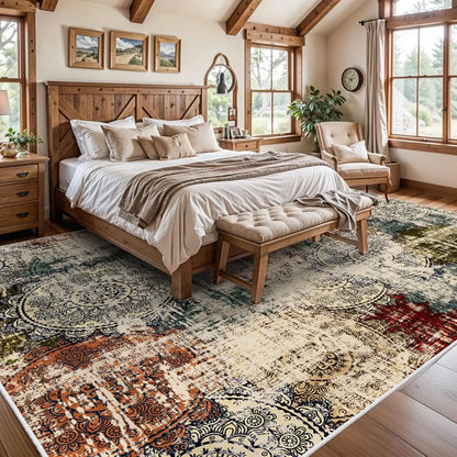 10x14 Living Room Area Rug - Modern Abstract Large Area Rugs Non-Slip Stain Resistant Carpets