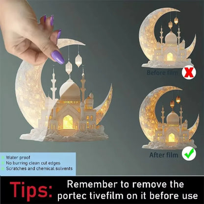 Ramadan Festival 2D Acrylic Moon Craft Ornaments 2025 New Eid Al-fitr Mubarak Decoration Islamic Muslim Home Party Table Gift