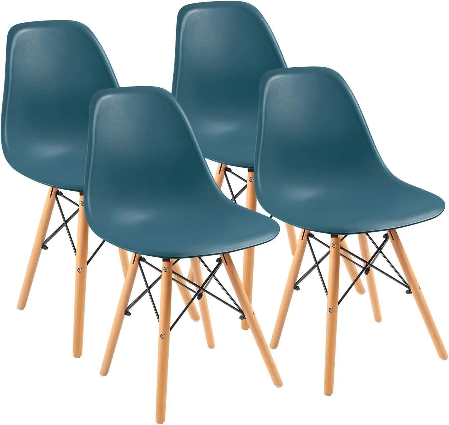 Modern Style Dining Chair Mid Century Modern DSW Chair, Shell Lounge Plastic Chair for Kitchen Chairs Set of 4(White)
