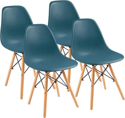 Modern Style Dining Chair Mid Century Modern DSW Chair, Shell Lounge Plastic Chair for Kitchen Chairs Set of 4(White)