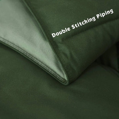 3pc Green Queen Size Down Alternative Comforter Set for Cozy Bedroom Decor Hypoallergenic and Lightweight with Soft Touch Fabri