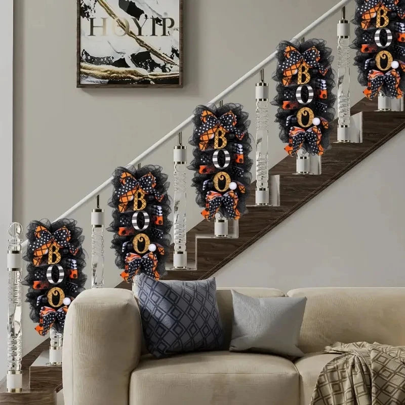 Halloween Wreath Garland Door Hanging Decoration  BOO Doorplate Pumpkin Pendant