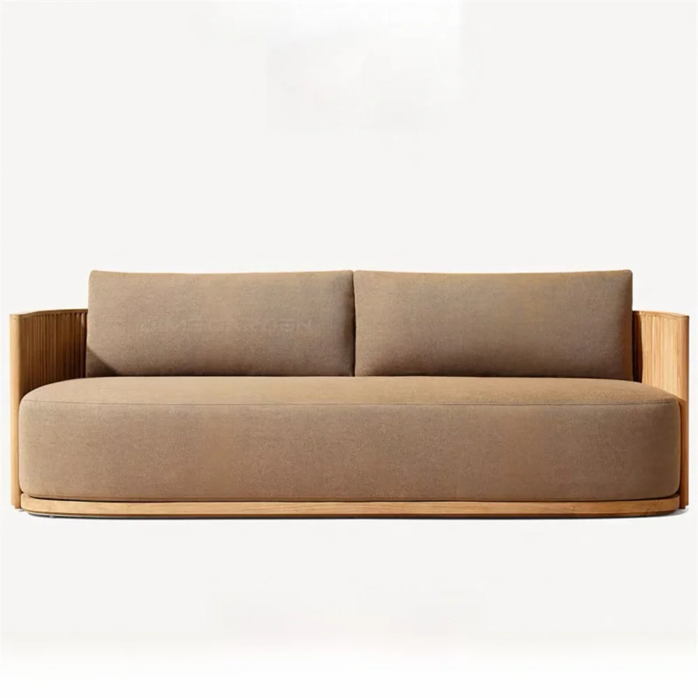 Outdoor garden furniture Custom garden patio teak sectional sofa set Waterproof fabric sofa  table and chair covers wood frame