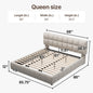 Queen Size Modern Cloud Platform Bed with 38.5-inch High Extra-Thick Soft Headboard, Includes Footboard, Block Design, Cream Uph