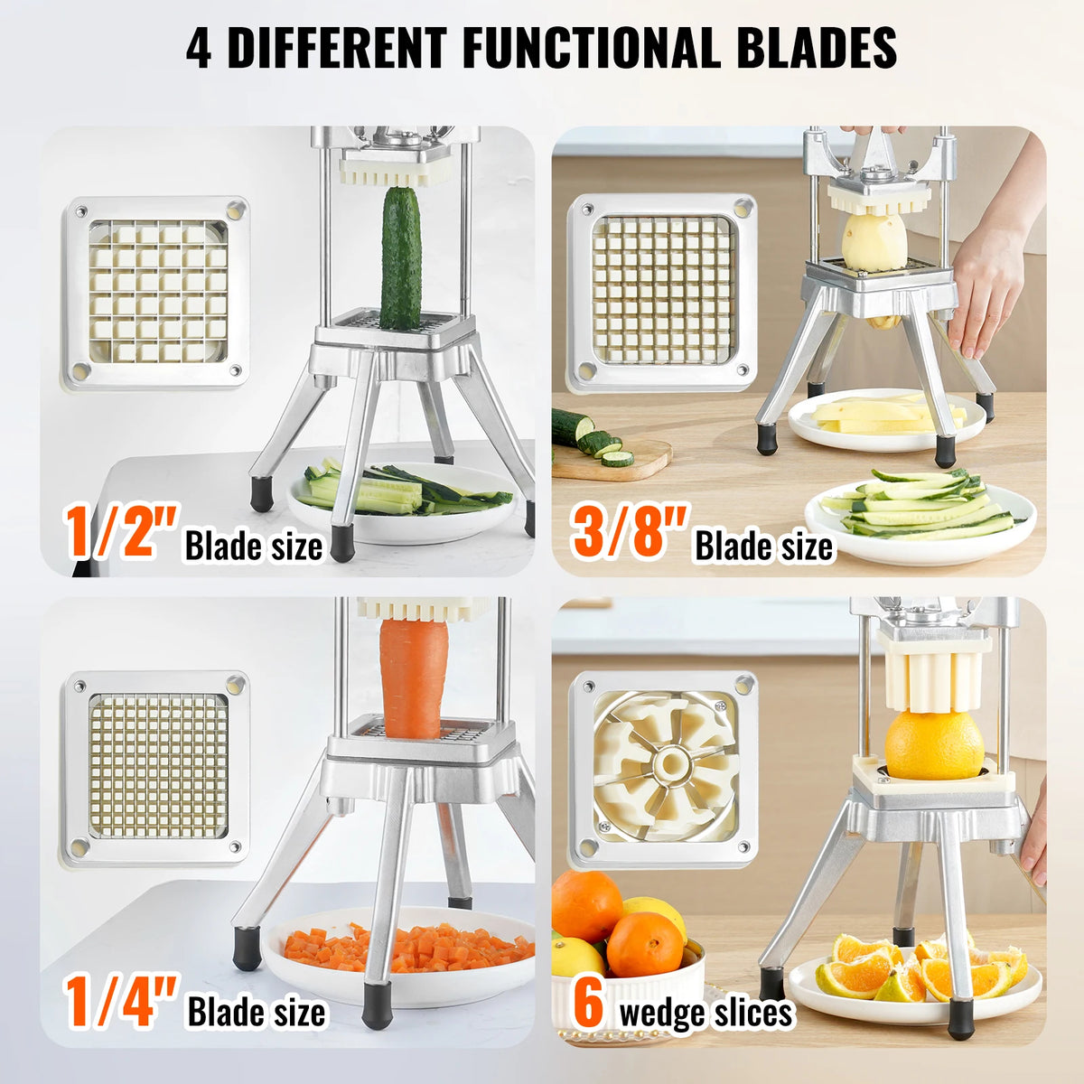 Vegetable Fruit Dicer Cutter Potato Slicer Chopper 4 Blades & Tray Manual Cutting Machine home appliance