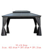 14x24 Hardtop Gazebo, Upgraded Metal Canopy with Drainage, Dual-Layer Galvanized Steel Roof, Includes Curtains & Netting,