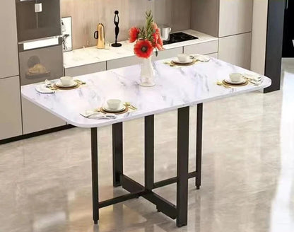 Foldable Rectangular Dining Table 100/120/140 Cm for Small Space Home And Restaurant Furniture Compact Meal Folding Table