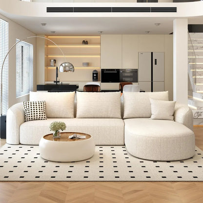 Sectional Couches Luxury Modern Curved Back Sofa,Minimalist Comfy L-Shape Boneless Cloud Couch for Living Room