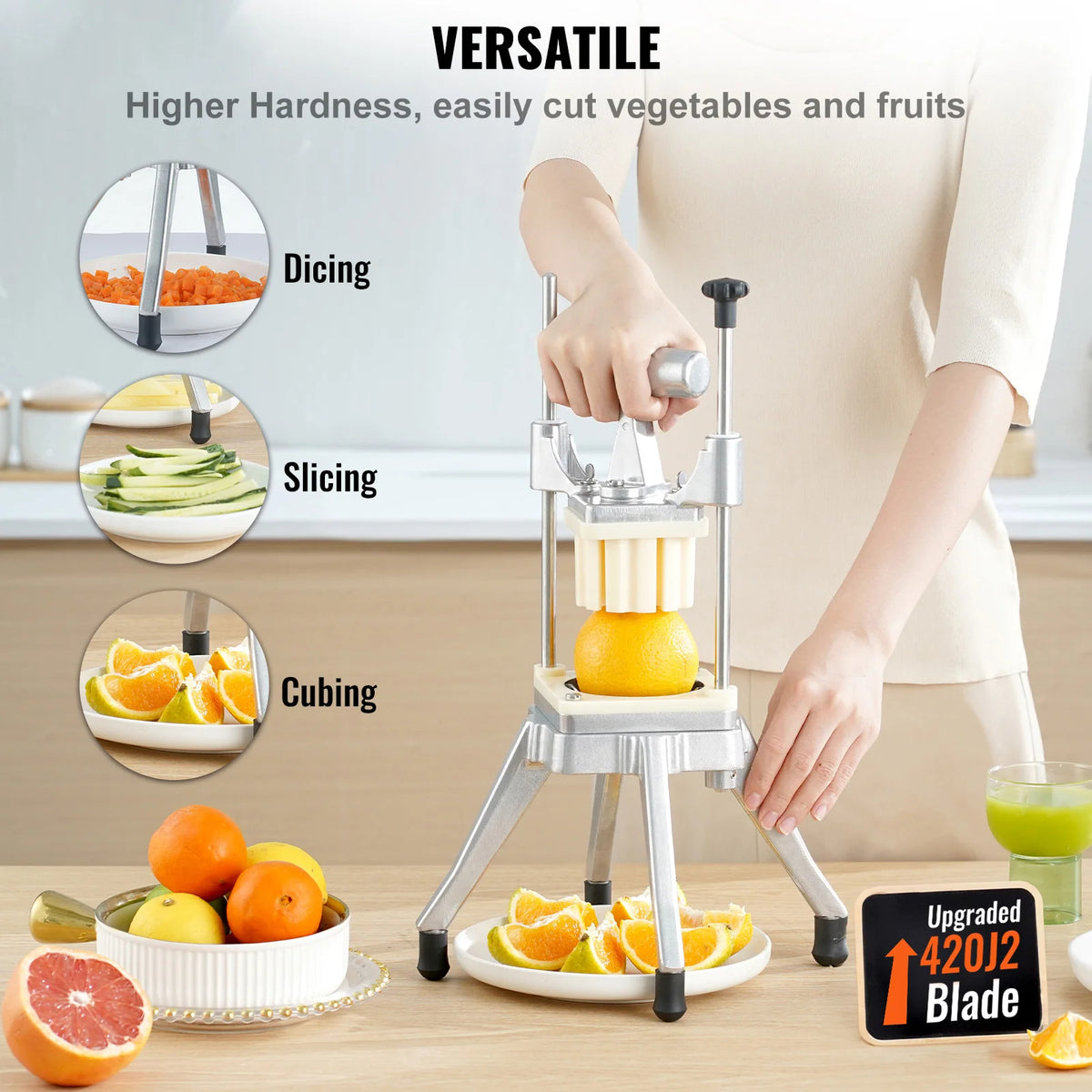 Vegetable Fruit Dicer Cutter Potato Slicer Chopper 4 Blades & Tray Manual Cutting Machine home appliance
