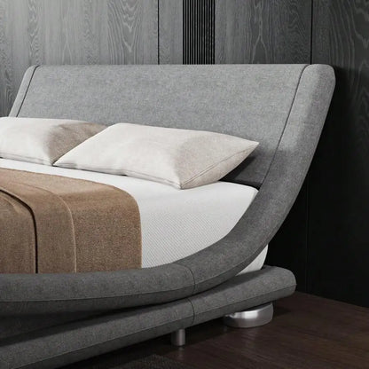 Full/QueenKing Size Bed Frame With Ergonomic & Adjustable Headboard, Low Profile Modern Upholstered Platform Sleigh Design - Easy Assembly, No Box Spring Required, Grey