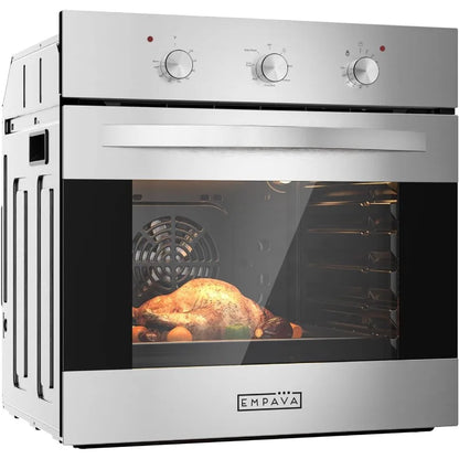 home.24 inch Electric Single Wall Oven with 6 Cooking Funcitons, Built-in Convection System with Mechanical Knob Control,