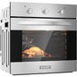 home.24 inch Electric Single Wall Oven with 6 Cooking Funcitons, Built-in Convection System with Mechanical Knob Control,