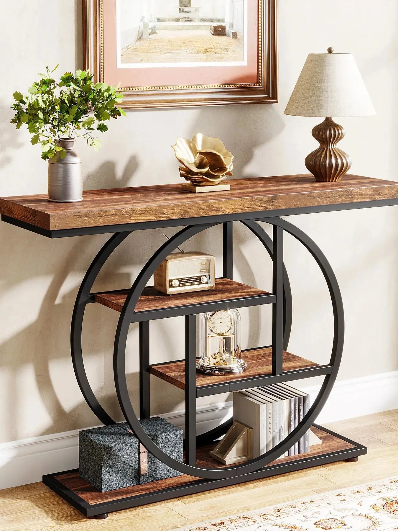 Console Table, 4-Tier Entryway Table, 41.3-Inch Industrial Sofa Table for Living Room, Foyer Hallway