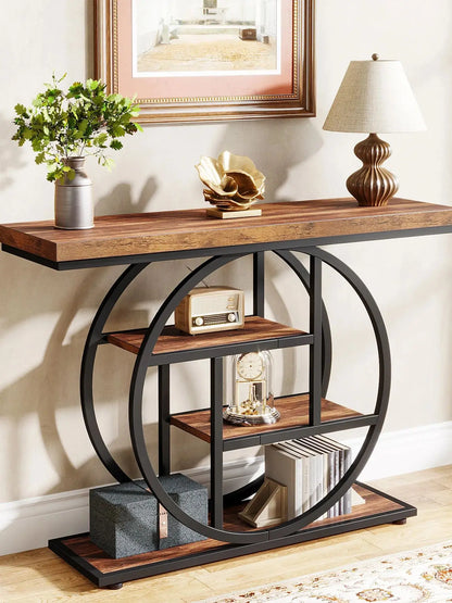 Console Table, 4-Tier Entryway Table, 41.3-Inch Industrial Sofa Table for Living Room, Foyer Hallway